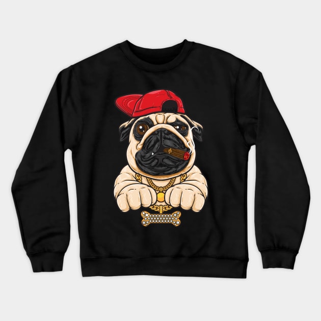 Gangster pug dog Crewneck Sweatshirt by sharukhdesign